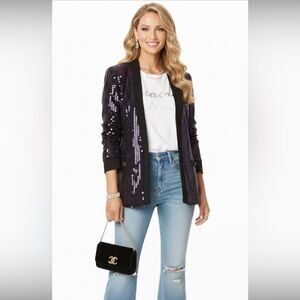 Made In Canada Vintage Sparkly Purple & Black Unlined Blazer